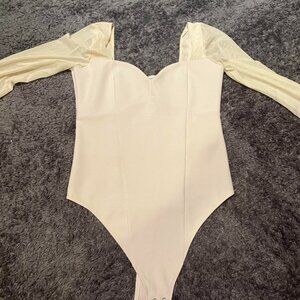 Abercrombie & Fitch Medium Cream Fitted Bodysuit